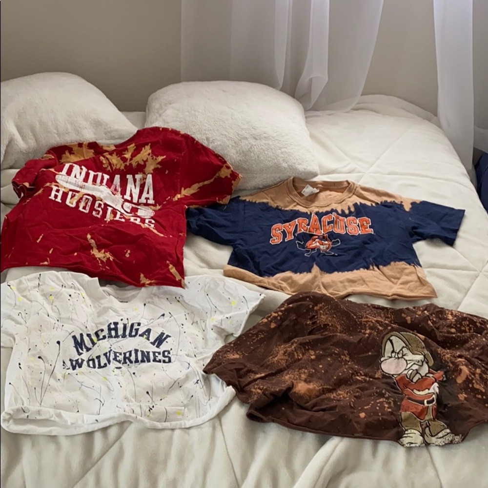 Tie die and bleached t shirts